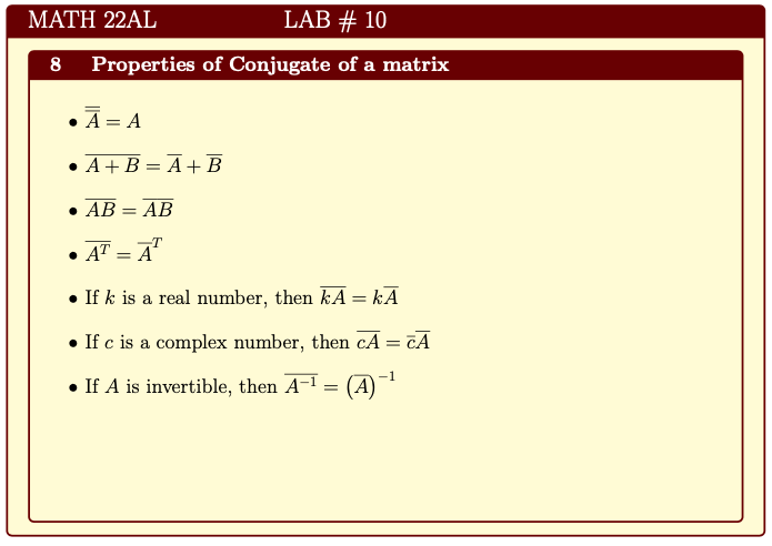 Conjugate of aComplex Matrices