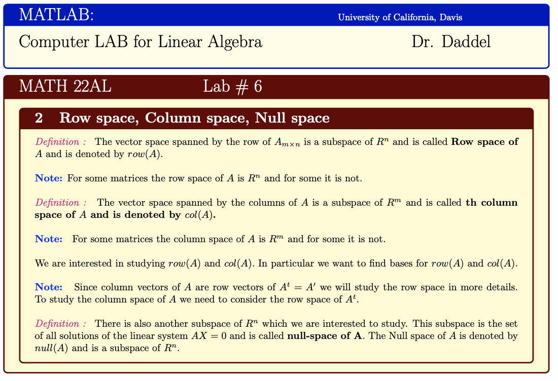 Row and Column Space