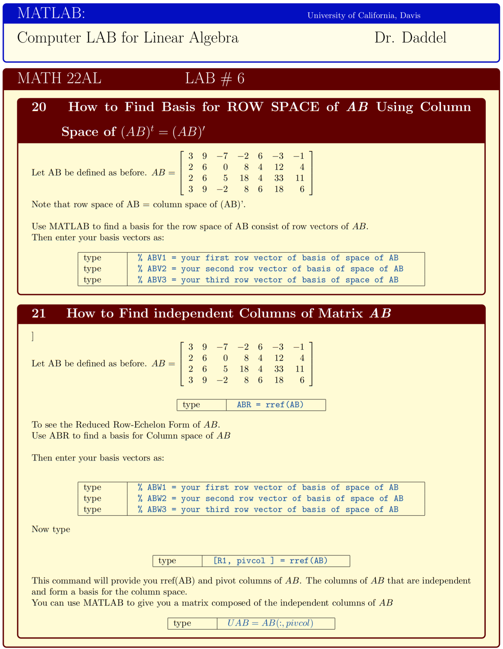 How To Find Basis For Row Space Of AB Using Column Space And 